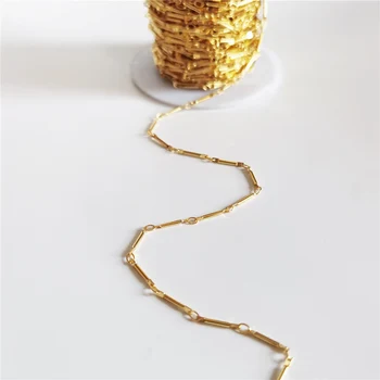 FUWO благородна златна верижка със защита от потъмняване от злато 24 К, за направата на бижута, 5 м/лот NC016