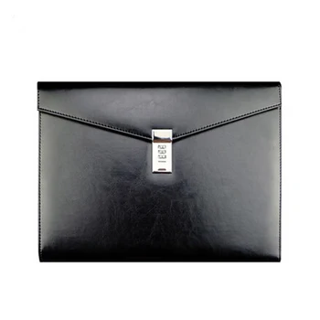A4 Черна кожена чанта с парола за документи, папка за файлове TPN086
