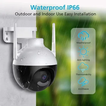 Домашен безжично дистанционно управление HD нощно виждане, водоустойчива камера за сигурност IP66, 2-лентови аудиокамеры Al