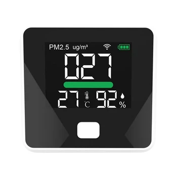 Пълнофункционален измерител на качеството на въздуха на Hristo Wifi ФПЧ2.5, тестер за температура и влажност на въздуха, преносими led дисплей за домашен офис