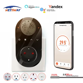 ЕС Енергоспестяващ Нагревателен Кабел За Контрол на Температурата, Plug Термостат 16A 4 кВт, Работи с Алекса Google Home Yandex LED/LCD Show