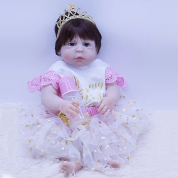 22-инчовата Кукла Ръчно изработени Reborn за Малки момичета, 100% Силиконови Реалистична Кукла на Принцеса за Новородени, Водоустойчив играчката 