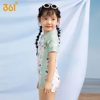 361 ° Момиче One Piece Професионална предната цип за сърф, плуване, бански костюми, очила за защита от слънцето за деца UPF50 +, плажни шапки за предпазване от акне