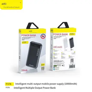 Awei P37K Ултра-Портативен захранващ Блок Samsung за мобилен телефон Iphone Универсален Двоен USB Type-C, За Бързо зареждане с дисплей на храна