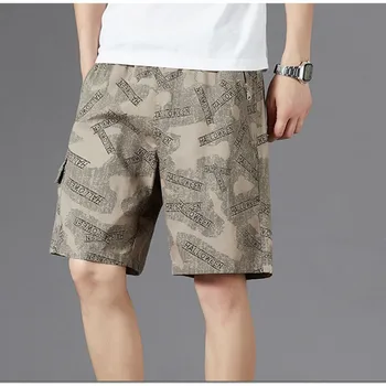 Мъжките ежедневни панталони с Y2K 2023, мъжки летни шорти-карго, свободни памучни гащета с множество джобове, отстрочка на кръста, права дантела