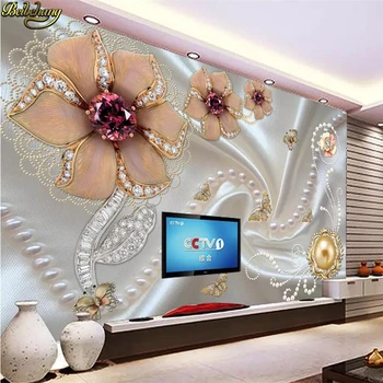 beibehang Потребителски фотообои стенопис, инкрустирани с перли и диаманти, цвете, пеперуда, цвете на любовта, ТЕЛЕВИЗИЯ фон, тапети, домашен декор