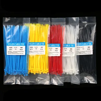 100 бр/пакет Цветни 3X150 мм самоблокирующиеся пластмасови найлонови телена на основата на мълния, кабелни превръзки седем цвята