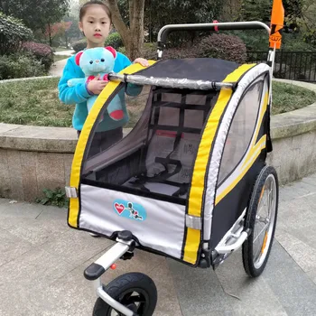 20-инчов надувное колелото и рамката е от алуминиева сплав, ремарке за детски велосипеди 2 в 1, здрав ударопрочная количка с двойно спирачка