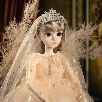 Детска играчка кукла 60 см може да пее и да мига, кукла в голяма сватбена рокля, играчка за момиче, подарък