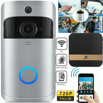 Безжичен WiFi звънчева Камера Водоустойчива 720P HD видео звънец Умен външен безжичен звънец с камера за нощно виждане