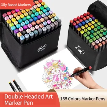 12-168 цветни орел художествени маркер химикалки, комплект за рисуване, скициране, маркери на алкохол, мазна основа, аксесоари за графити и манга, канцеларски материали