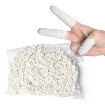 100ШТ ръкавици за Еднократна употреба от естествен каучук, сгъваем за пръсти, нескользящие антистатични ръкавици за защита на върховете на пръстите, бяло покритие за пръстите, инструмент за нокти