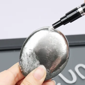 1БР Огледален маркер Сребърен маркер Течна дръжка Произведения на течно огледало САМ Боя, от катран Slr хромирана метална дръжка за ръчна работа