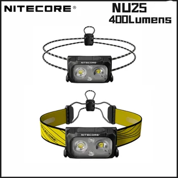 NITECORE NU25 UL Акумулаторна Налобный фенер 400 лумена С Двоен лъч, Оборудван с прожектором + ultralight главоболие фенерче