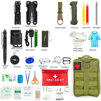 Комплект за първа помощ за оцеляването на Набор от инструменти за оцеляване на открито за къмпинг Туризъм опаковка Тактическа чанта за първа помощ устойчива и преносима