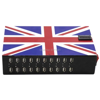 ВЕЛИКОБРИТАНИЯ Знаме на Обединеното Кралство направи си сам изображение на 20 порта, 200 W Индивидуална зарядно устройство, USB 4,0 с няколко пристанища