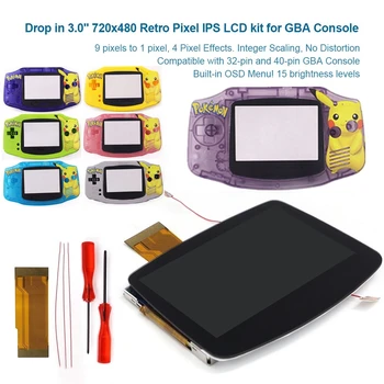 Комплект предварително ламиниран LCD дисплей с подсветка HD IPS V5 + печатни корпус Big Pika без заваряване за конзолата Gameboy Advance