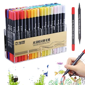 12/24/36/48/80 цветен водно двухголовочный цветен маркер за рисуване на скици, дизайн, акварелни бои, продукти за бродерия