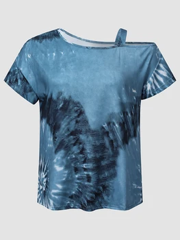 Finjani Y2k, тениски цвят на Океана, по-Големи размери, Модерен Дамски тениски с един пагон, Летен Свободен Топ с къс ръкав