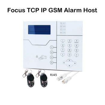 Безжична 433 Mhz фокус ST-VGT TCP IP GSM аларма, английски френски гласова порт 100dB RJ-45 Ethernet кабел порт за защита на сигурността на