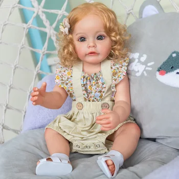 55 СМ Reborn Baby Dolls, Изцяло Силиконова Кукла, Ръчно изработени детайли, Кукла за Прераждането, Ръчно Рисувани, Водоустойчива Играчка за Момичета