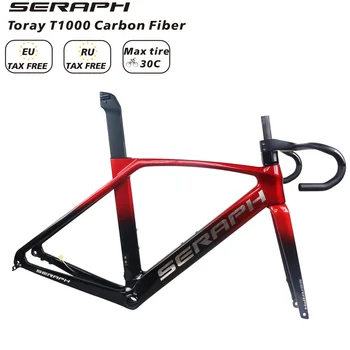 Черно-Червена Градиент Рамка за Шоссейного Велосипед с Пълен Вътрешен Кабел на дисковата Спирачка TT-X34 със Сребърно Лого от Въглеродни Влакна T1000