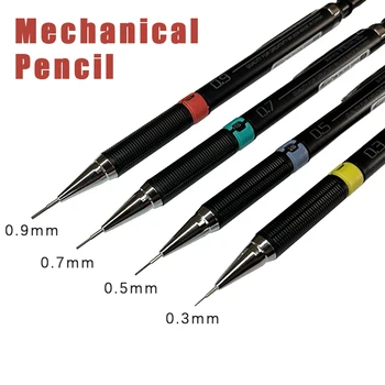 0.3/0.5/0.7/0.9 мм, Механичен молив с набор от грифелей Студентски автоматични моливи с гума Дизайн Училищна живопис english аксесоари