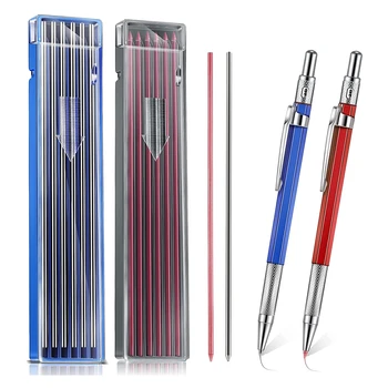 2 бр Молив за полосовой заваряване с 24 бр 2 мм заправками Механичен молив с вградена острилка ви дърводелски молив