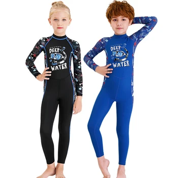 Нов модерен детски цял бански с дълъг ръкав на костюм за сърф, быстросохнущий слънцезащитен крем за водни спортове, плажен костюм за сърф