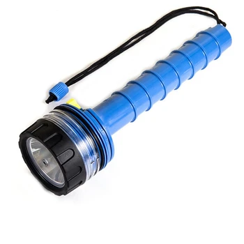 Фенер за гмуркане, подводен водоустойчив led фенерче за гмуркане, авариен фенер, професионален, мощен фенер, синьо