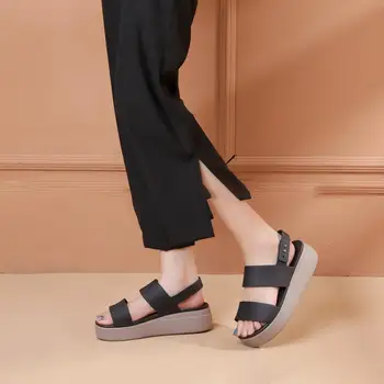 1 чифт ежедневни сандали на платформа, без приплъзване, плосък дебела подметка, дишаща регулируема дамски лятна градинска обувки, градинска облекло