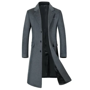 Есенно-зимния ново мъжко палто, вълнена удължен европейския размер плюс, корейската версия, коварен плюс бархатное дебели палта