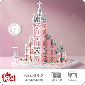 Lezi 8052 Световната архитектура, катедралата, Дананг, розова църква, часовниковата кула, двореца, направи си сам, мини-диамантени блокове, тухли, строителна играчка без кутия
