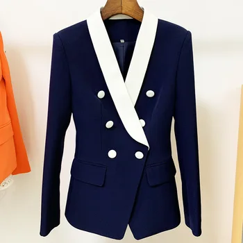 Европейският стил, Пролет-есен 2021, модни дамски елегантни двубортные блейзери, якета, луксозно палто OL C060