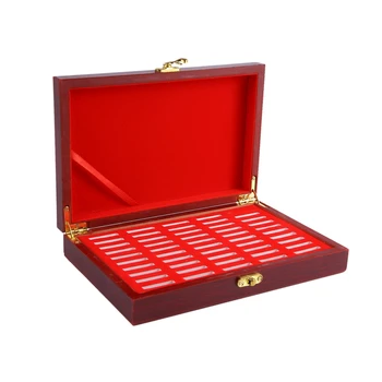 200 бр Дървена кутия за защита на монети, калъф за съхранение, употреба, кръгла кутия, кутия за една незабравима колекция