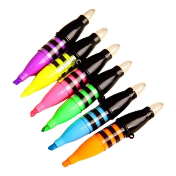 Маркер маркер пастельного цвят, на върха на длетото, дръжка-чувствах върха писалка, 6 различни флуоресцентни цветове