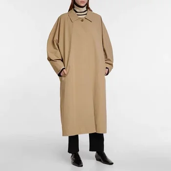 2023 Нов тренч округлого силует, деконструированное минималистичное палто със средна дължина ръкав 