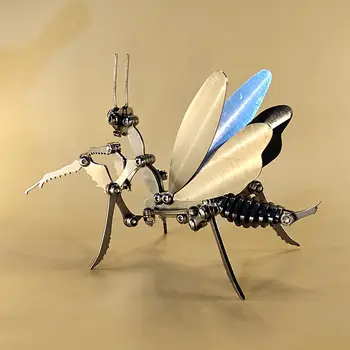 Модел богомолка, метален пъзел 3D модела диорами, на играчка от неръждаема стомана, монтиран на крайния продукт, имитация на насекомо, механична играчка
