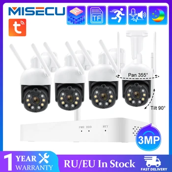 MISECU Sasha 8CH 3MP PTZ Безжична Система за видео наблюдение H. 265 Wifi IP Камера Външен за Откриване на Човек Комплект, за видео наблюдение на P2P