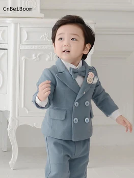 BBOM/висок Клас Официален костюм за Малките момчета/Костюм за изяви за момчета/Комплекти дрехи за господа небесносин за малки момчета, комплект от 2 теми 3344