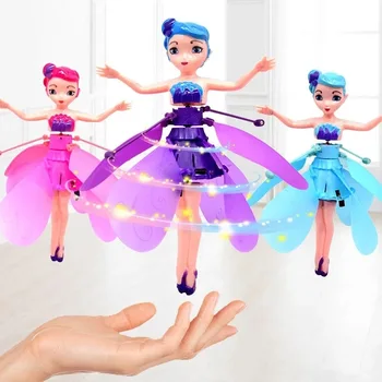 Индукционный полет, светещ кукла-фея, летящи играчки, детски мини радиоуправляеми безпилотни самолети, играчка-кукла на принцеса, играчка-момиче, творчески подарък за рожден ден