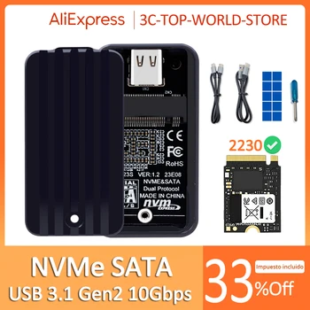 Двойна протокол M2 NVMe NGFF SATA SSD Case 2230 SSD Кутия с USB 3.1 Gen 2 10 Gbit/с Алуминиев Външен Корпус С Инструменти