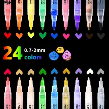 24 Цвята Акрилни писалка за рисуване, водоустойчиви постоянни маркери, акрилни дръжки за diy, рок, керамични и стъклени чаши, дърво