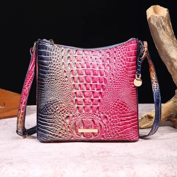 Модни чанти през рамо с градиентным крокодиловым модел, дизайнерска дамска чанта през рамо, луксозна класическа малка чанта от изкуствена кожа, дамски портфейли