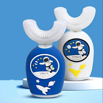 Детска Електрическа Четка за Зъби с Шарките на 360 Градуса, Детска Силиконова U-образна Чистящая Четка за Зъби, Cartoony Подарък За 2-6-12 Години