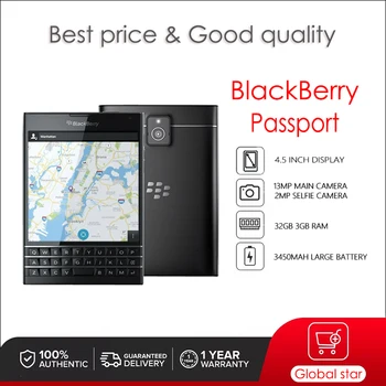 Blackberry Паспорт Q30 (-1 -3) рециклирани оригинален мобилен телефон отключени 32 GB, 3 GB оперативна памет, 13-мегапикселова камера безплатна доставка