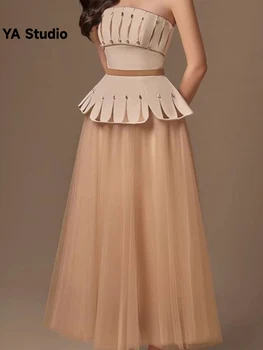 [YA Studio] Дизайнът на новия вышитого сутиен с вложка от 100 плиссированного окото рокли 2023 Лятна мода
