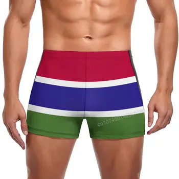 Топене с флага Гамбия, бързо съхнещи къси панталони за мъже, плажни шорти за плуване, летен подарък
