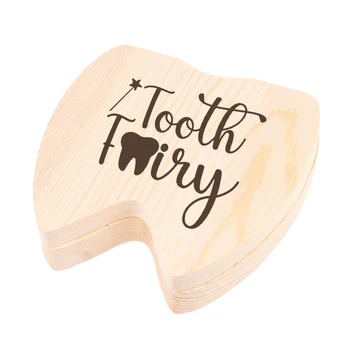 Скоростна феята на зъбките Персонални скоростна феята на зъбките Детски кутийки Дървени детски спомени Кутия за първия зъб на паметта на испанската кутия за зъби