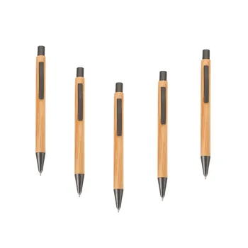 100 БР Бамбук химикалка писалка с връх 1.0 mm, сини черно мастило, офис-канцеларски материали, ученически принадлежности, бизнес дръжки за подпис, подарък